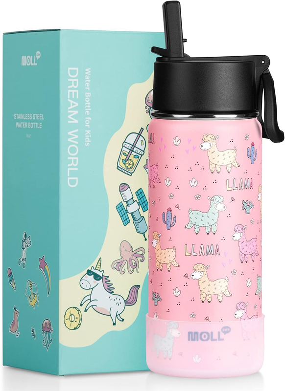 With Straw Stainless Steel Double Wall Vacuum Insulated Wate