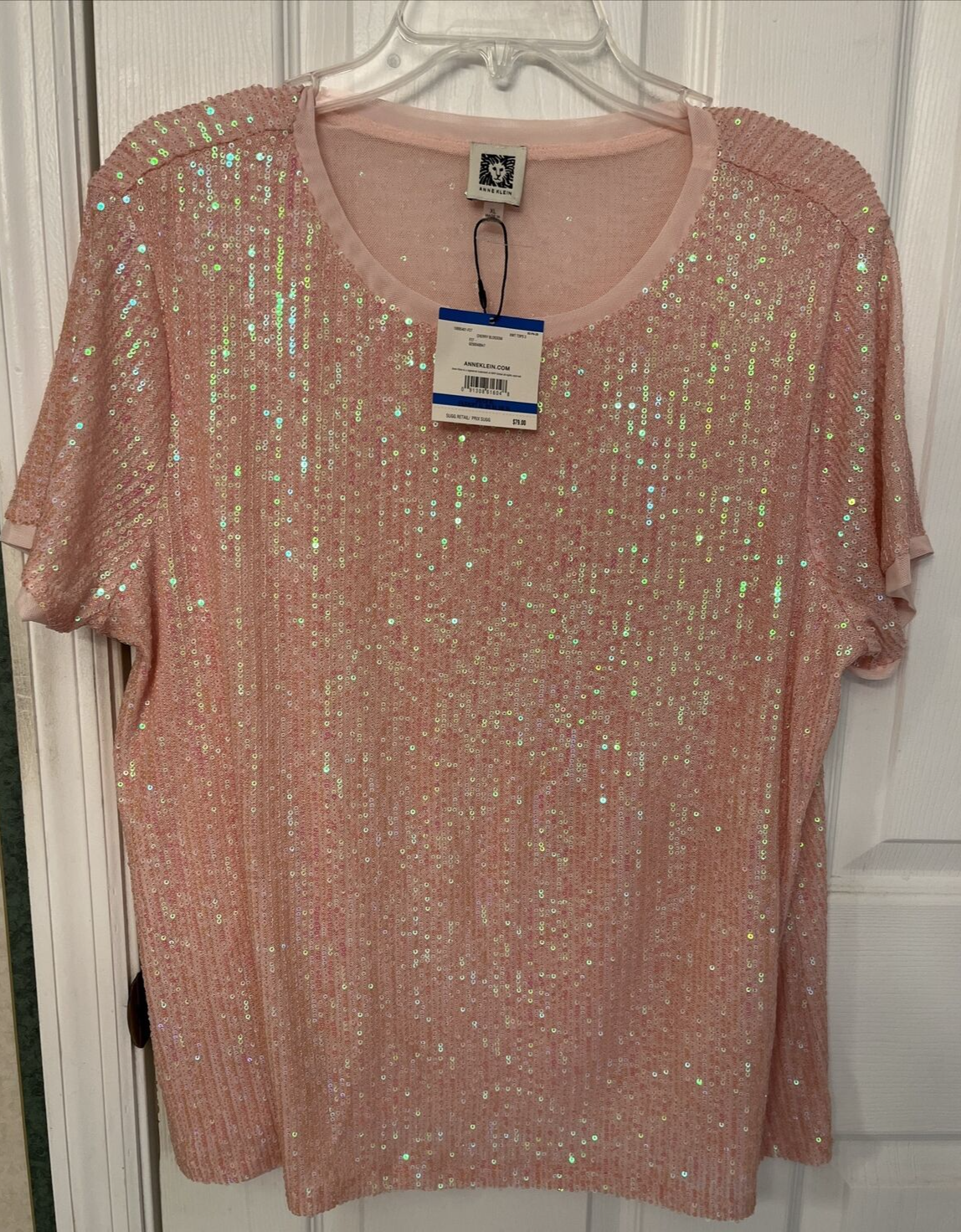 Anne Klein Pink Sequins Pullover Top Women's Size XL NWT | eBay