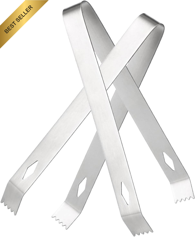 Ice Tongs, 2PCS Stainless Steel Mini Metal Tongs for Ice Bucket, Small Serving T