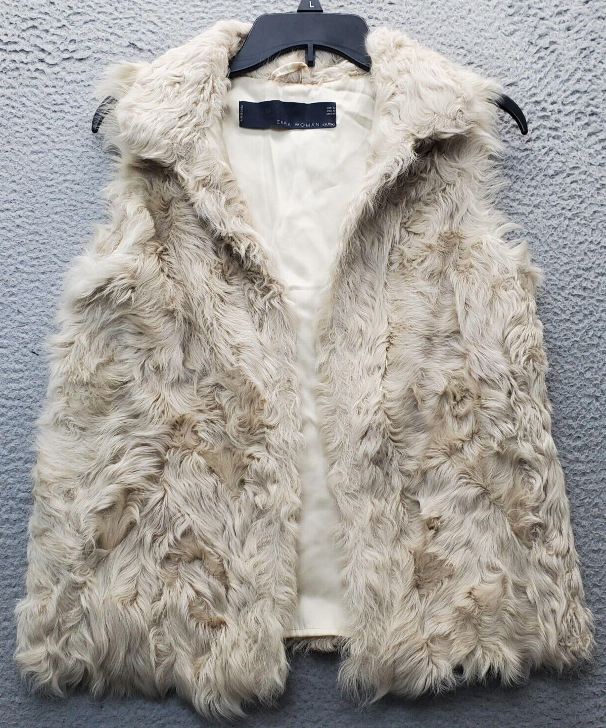 Zara Rabbit Faux Fur Vest Womens Medium Multicolor Lined