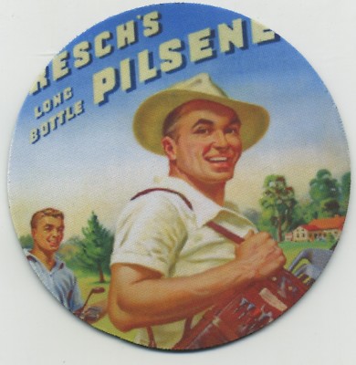 Resch's Beer Coaster -  Retro Cerveza  Golf Design