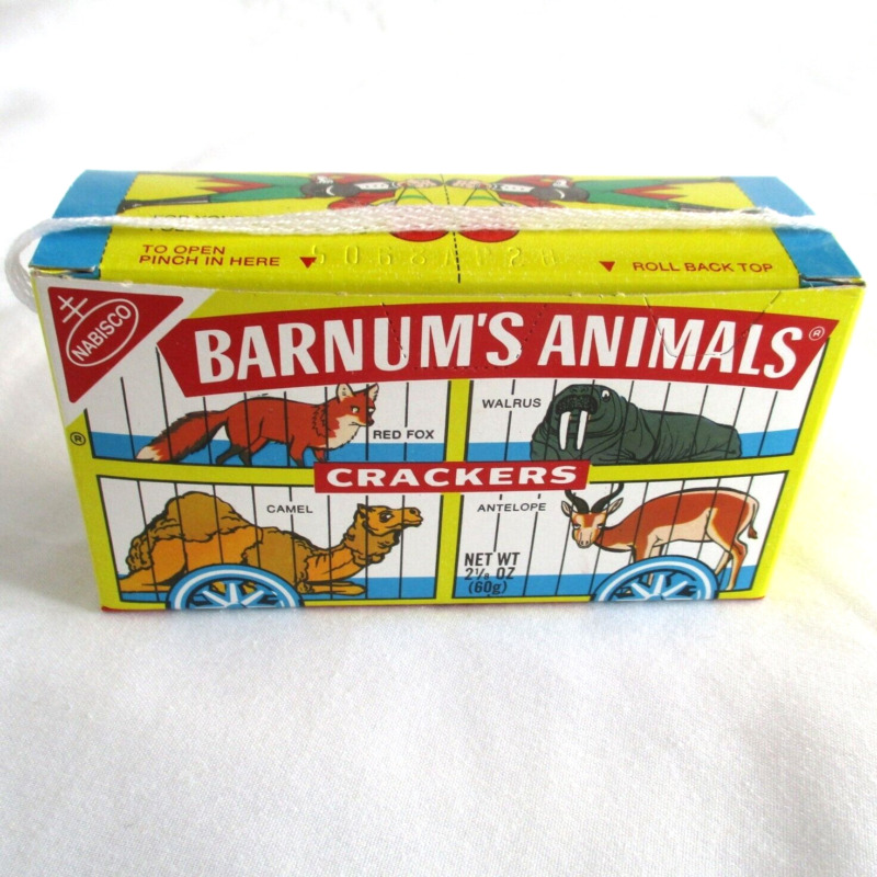 Vintage Nabisco Barnum’s Animal Crackers Yellow Box Caged with Ringmaster Empty