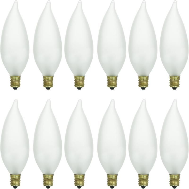 Sunlite Incandescent 25 Watt Flame Tip Chandelier 178 Lumens Frost Light Bulb 12