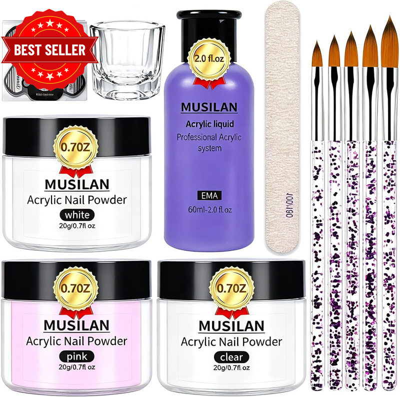 Acrylic Nail Kit Acrylic Powder and Professional Liquid Monomer Set with 5Pcs Na