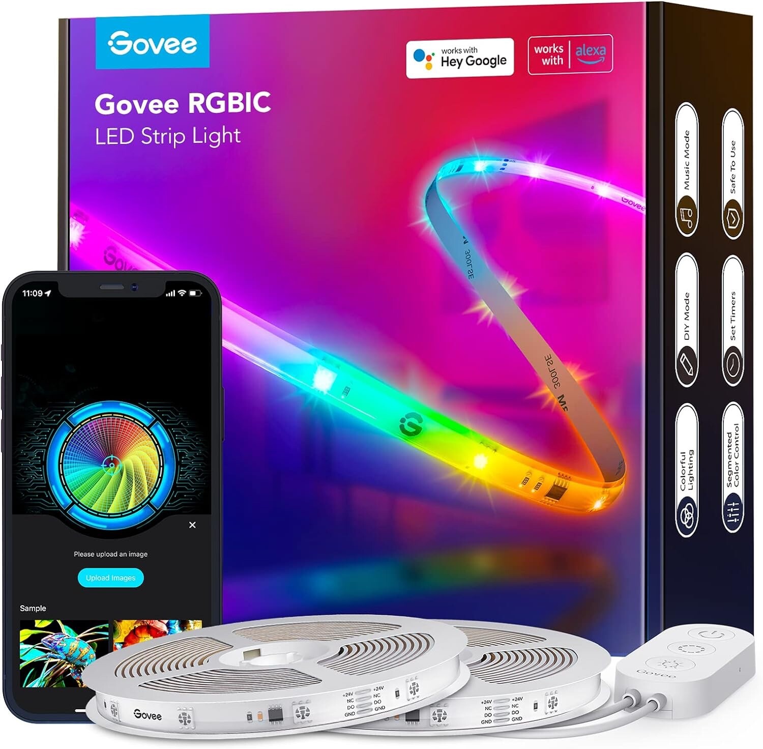 新品 Govee RGBIC Pro led striplights H619A Govee H619A RGBIC Pro LED Strip Lights 16.4 ft works with