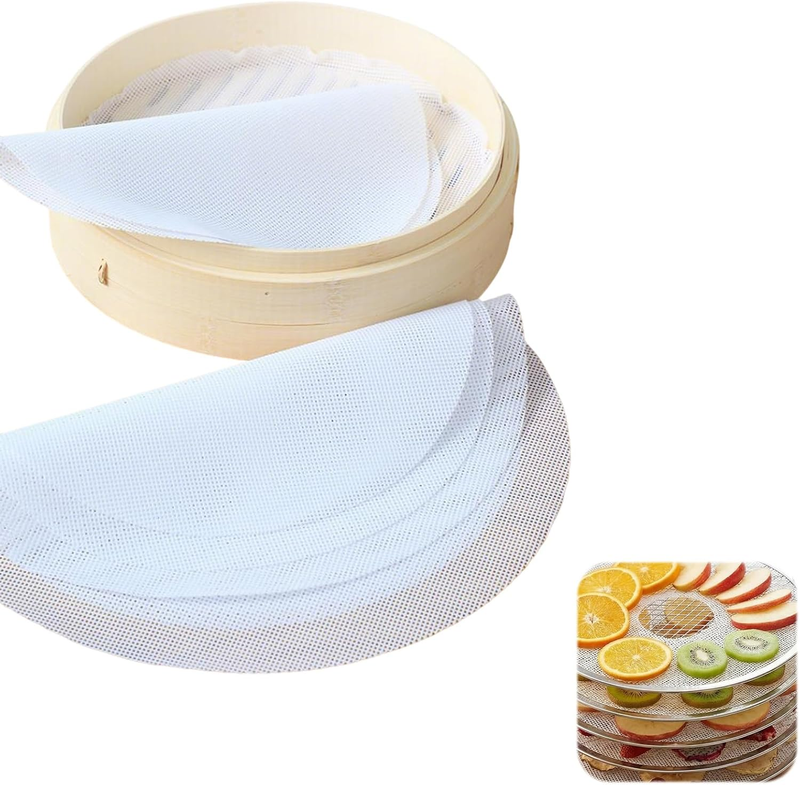 10Pcs round Reusable Silicone Steamer Liners, Non-Stick Mesh Mats for Dim Sum, D