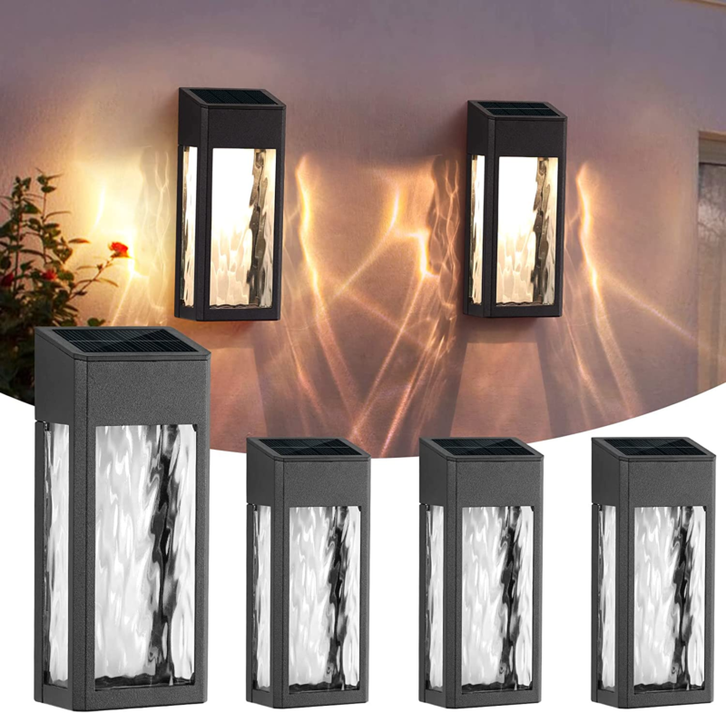 Metal Solar Fence Lights, 4 Pack Solar Post Accent Light Out