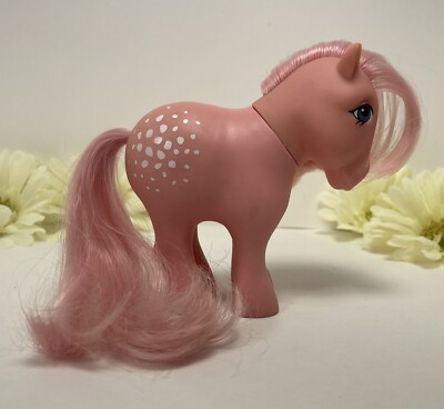 Vintage 1982 My Little Pony Cotton Candy Concave Foot Pink w/White Spots