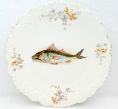 LS&S Carlsbad Austria Fish Motif Plate Lewis Strauss Son RARE Antique
