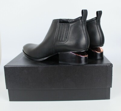 Pre-owned Alexander Wang Kori Cut Out Heel Ankle Bootie Shoe, Eur 39.5, Black Leather