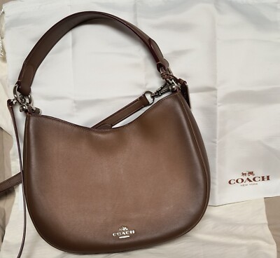 COACH Nomad Hobo Shoulder Bag with Crossbody Strap Burnished Brown Leather