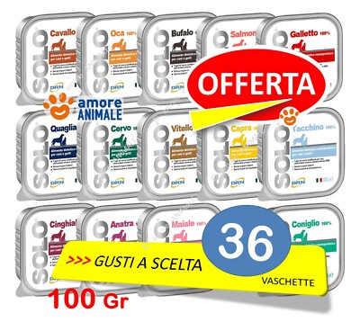 DRN SOLO 100 gr  da 1 FINO a 36 vaschette per CANI e GATTI  GUSTI A SCELTA