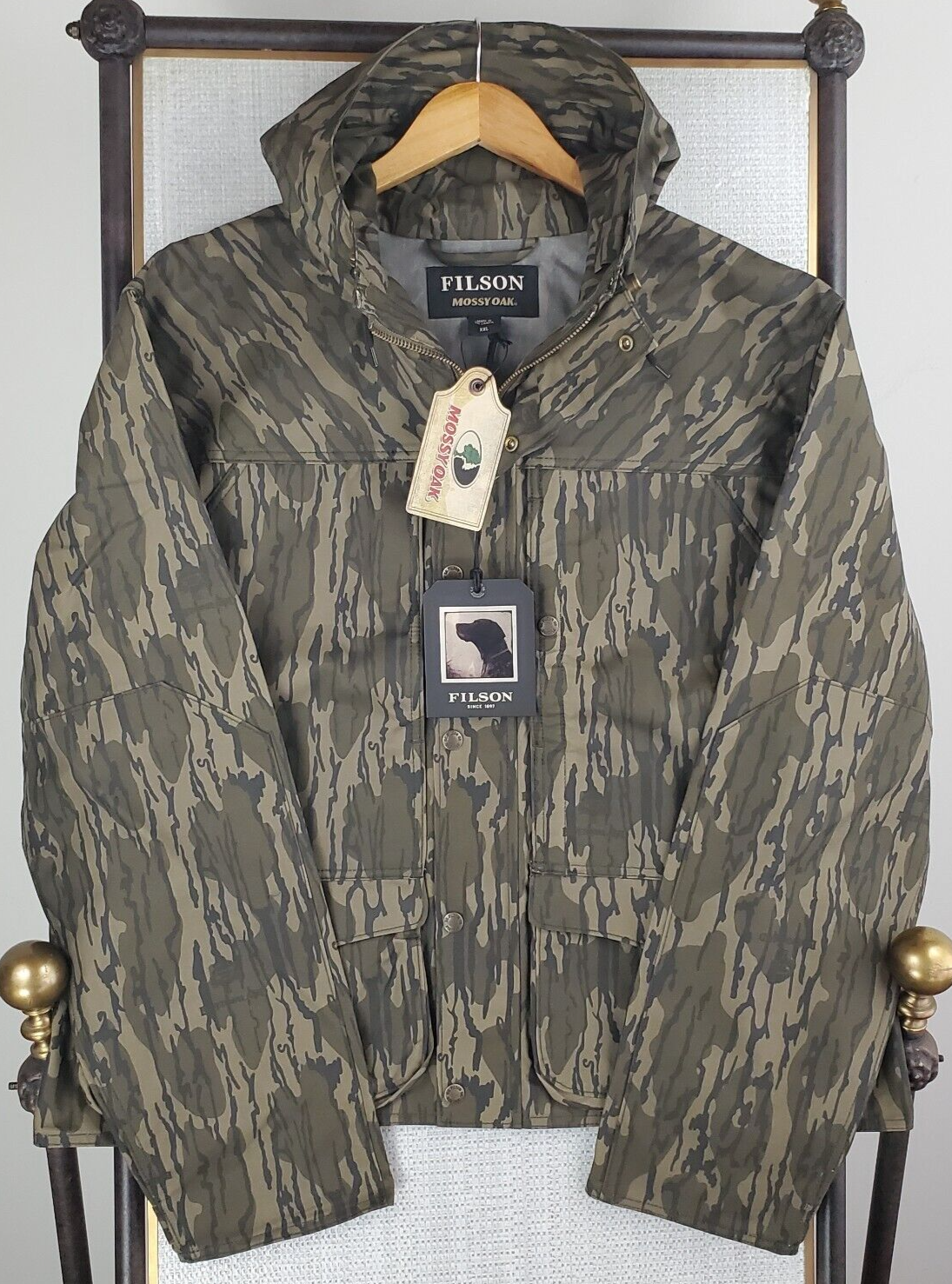 NEW 395 C. C. FILSON x MOSSY OAK Size 2XL Mens Shelter Cloth Wading Jacket Hood