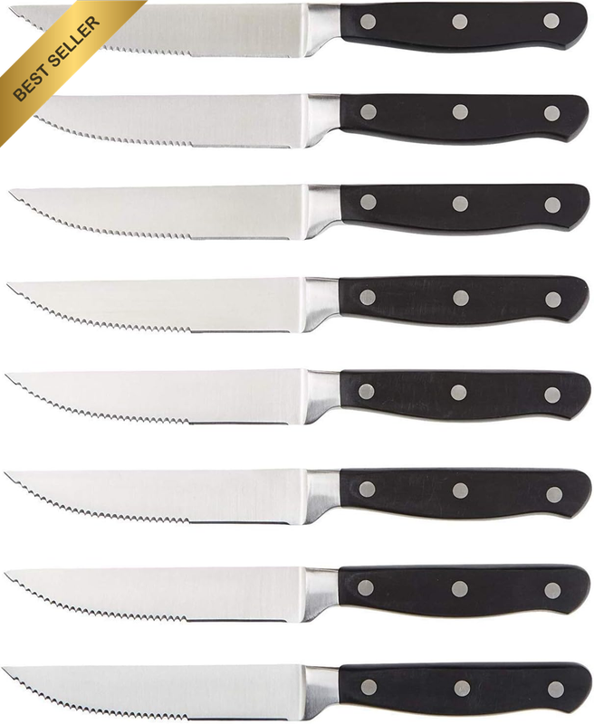 8-Piece Kitchen Steak Knife Set, Black