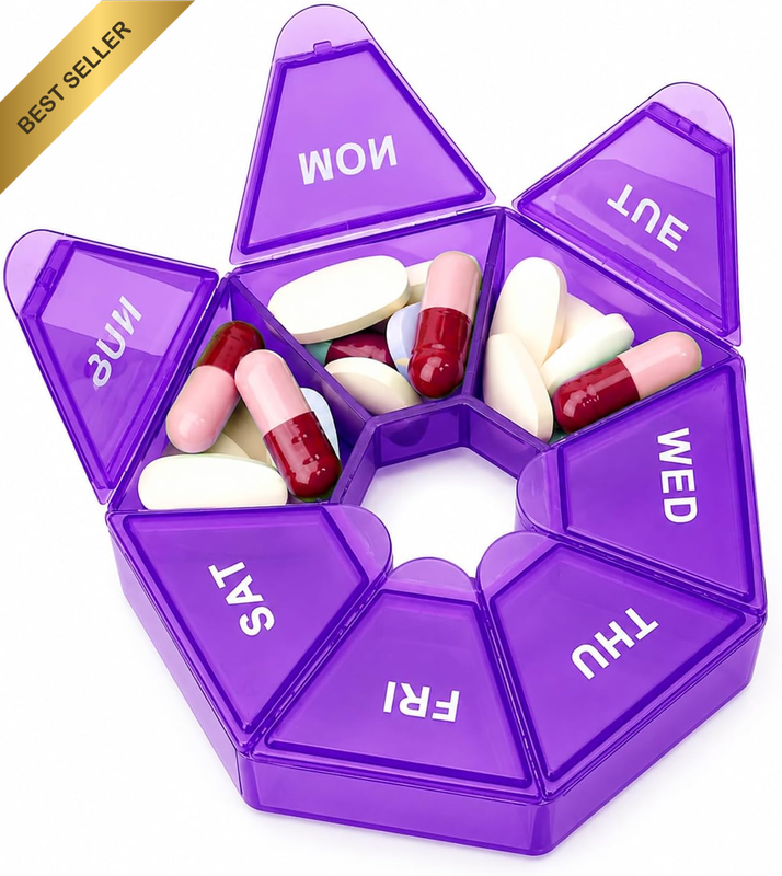 Weekly Pill Organizer 7 Day 1 Time a Day Purple