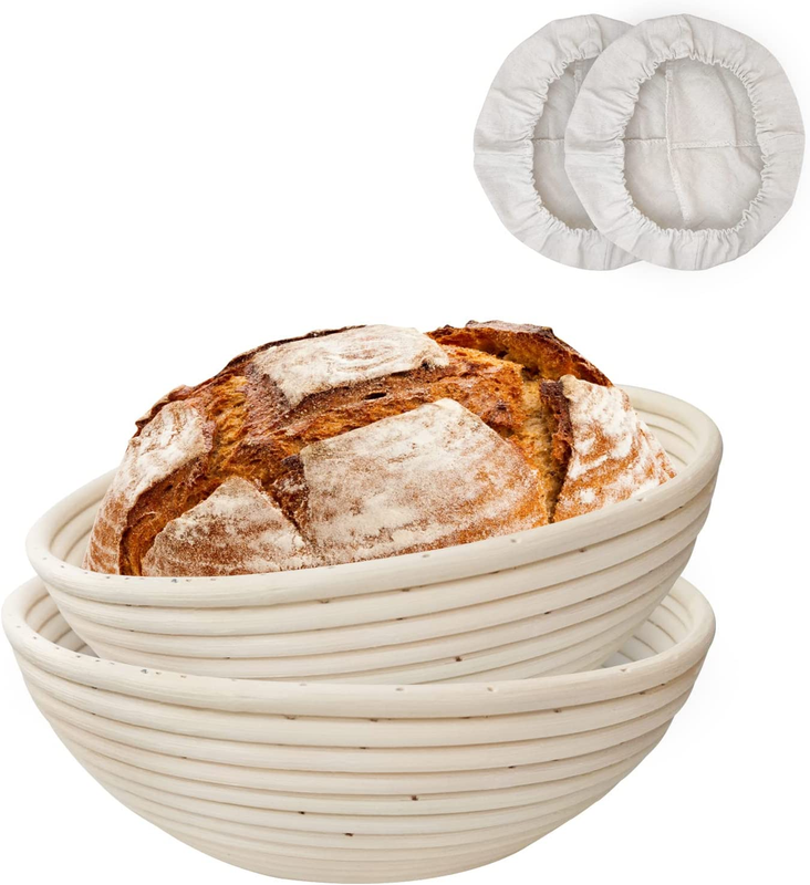 2 Pack 10 Inch round Banneton Proofing Basket Set,  Sourdough Bread Proofing Bas