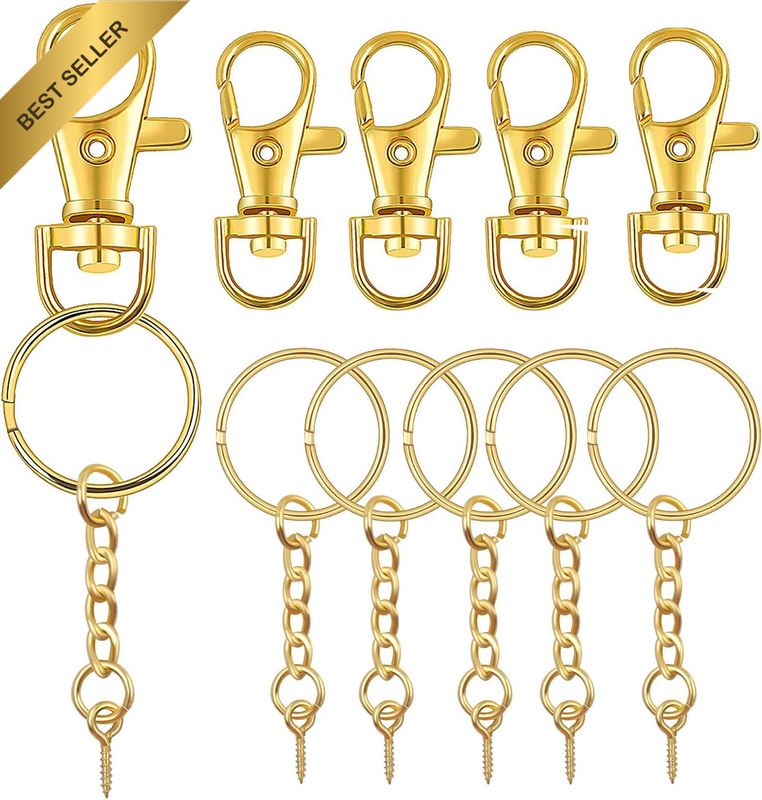 50 Pieces Metal Swivel Clasps Lanyard Snap Hook Lobster Claw Clasp and Key Rings