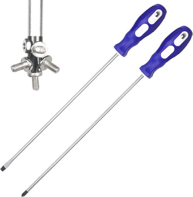 2 Packs 12'' Long Slotted Phillips Screwdriver Set Flat Screwdriver Rubber Handle