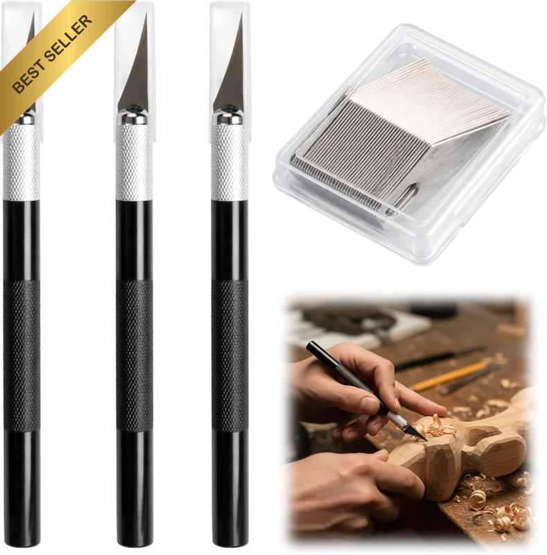 Craft Knife Set with 3 Carving Knives and 40 Blades, Craft Knife, Hobby Knife, P