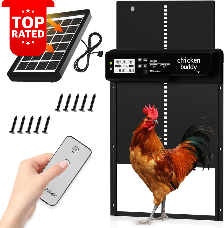 Solar Automatic Chicken Coop Door Remote Control Timer Light Sensor Weatherproof