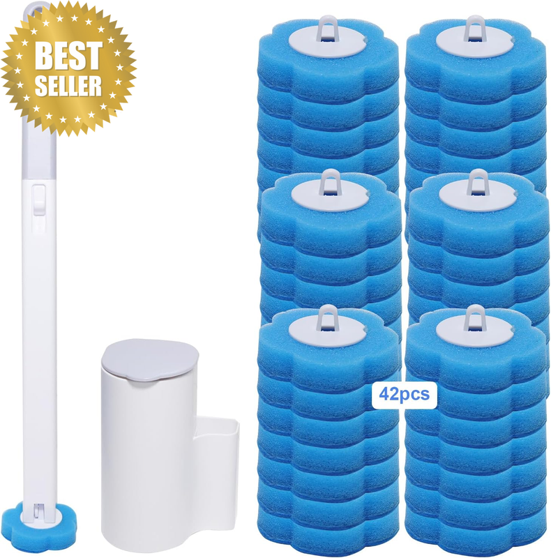 Disposable Toilet Brush, Toilet Bowl Cleaner Brush with 42PCS Toilet Brush Refil