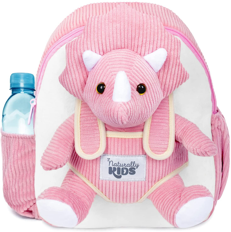 Naturally Medium W/Stuffed Animal Dinosaur Backpack -W/Pockets & Reflective Logo