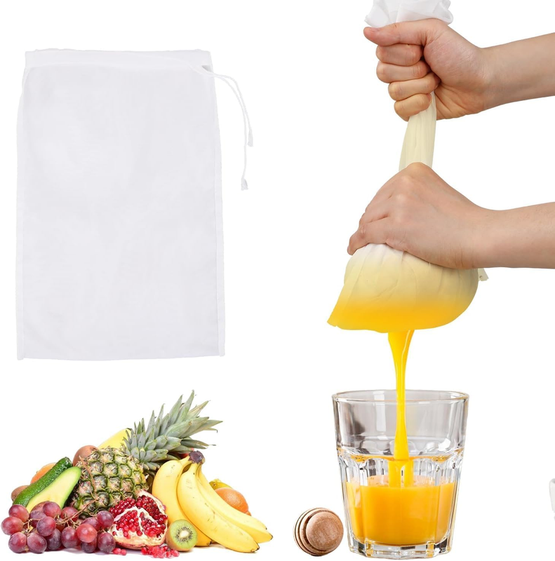 6Pack 12X8 Inch Nylon Cheese Cloths Reusable Fine Mesh Nut Strainer Bags