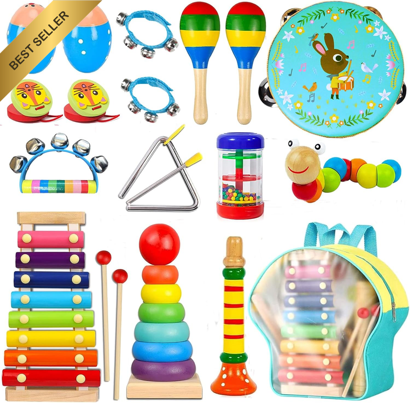 Wooden Musical Instruments Set Toddler Montessori Percussion Toys & Educational