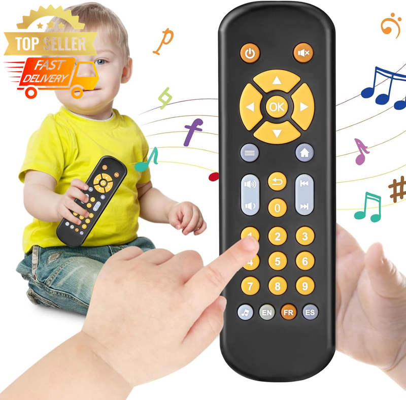 Baby TV Remote Control Toy - Light Sound, 3 Language Learning, 6-18 Months