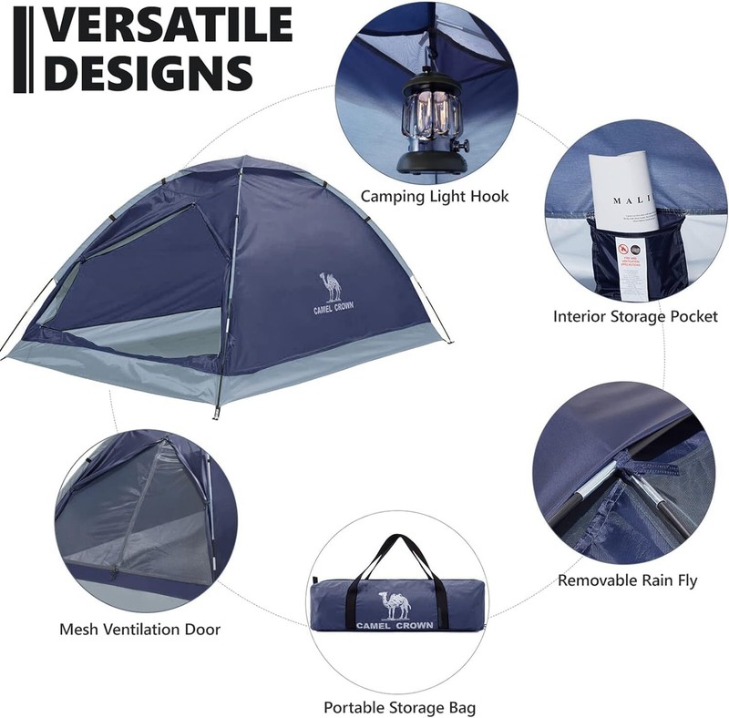 1~2 Person Camping Dome Tent - Waterproof Lightweight Portable Backpacking Tent 