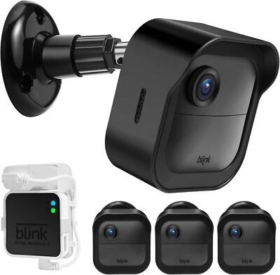 3 Pack All New Blink Outdoor & Indoor Wireless Home Security Camera System Black