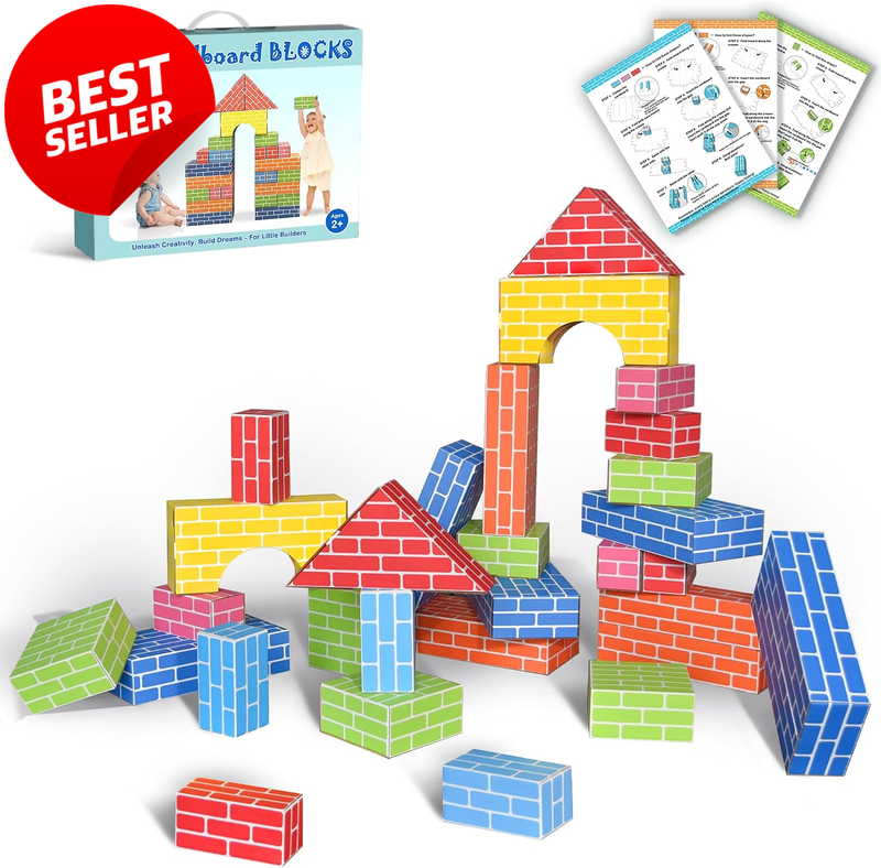 26Pcs Jumbo Cardboard Building Blocks Kids STEM Creative Play - US