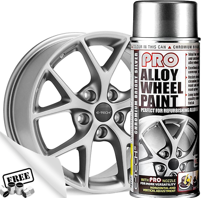 Silver Car Alloy Wheels Spray Paint Chromium Bright E Tech PRO 701. Caps