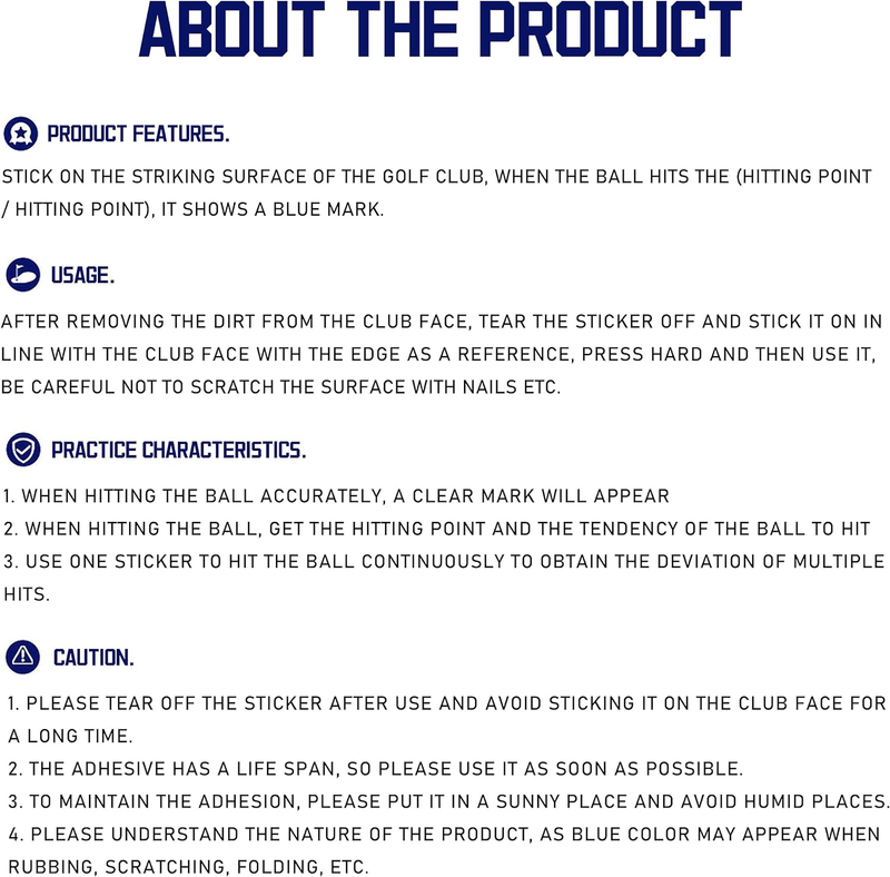 Golf Impact Tape Set 60 PcsSelf-Teaching  Sweet Spot & Shot Consistency Analysis