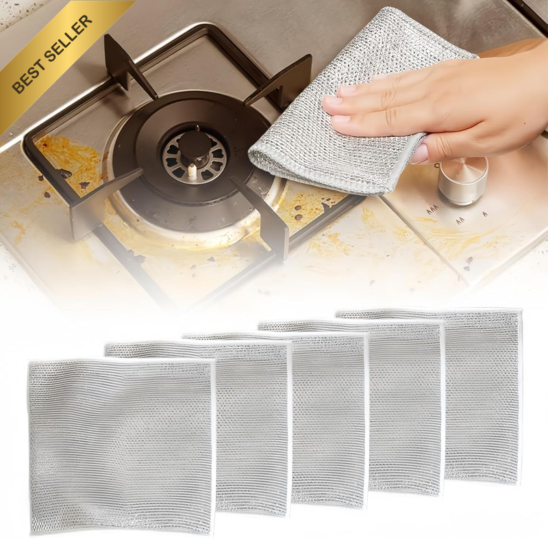 12 Pcs Stainless Steel Scrubbers, Mesh Microfiber Cleaning Cloths, Metal Cleanin
