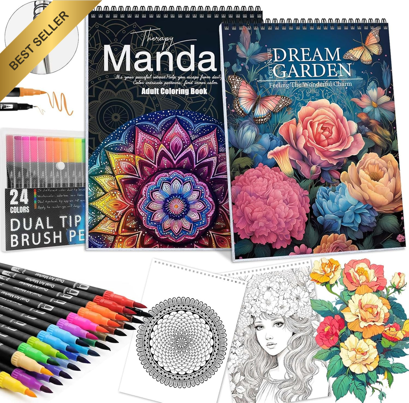 Adult Coloring Book for Women Relaxation, Spiral Bound Mindfulness Coloring Book