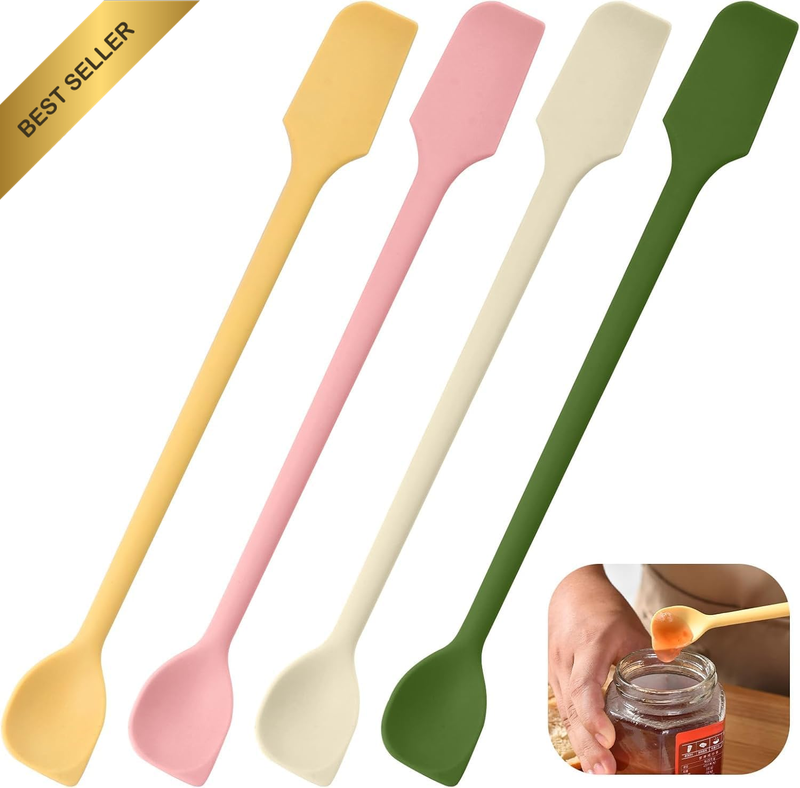 Silicone Spatulas 4 Pcs, Small Dual-Ended Spatula & 10.2 Inch Baking Spatulas, M