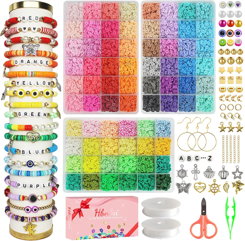15000 Pcs Clay Beads Bracelet Making Kit, 72 Colors 3 Boxes Preppy Friendship Br
