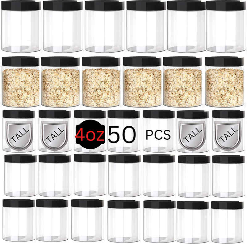 S With Lids 50 Pack Bpa Free, Tall Jars 6.2cm Clear
