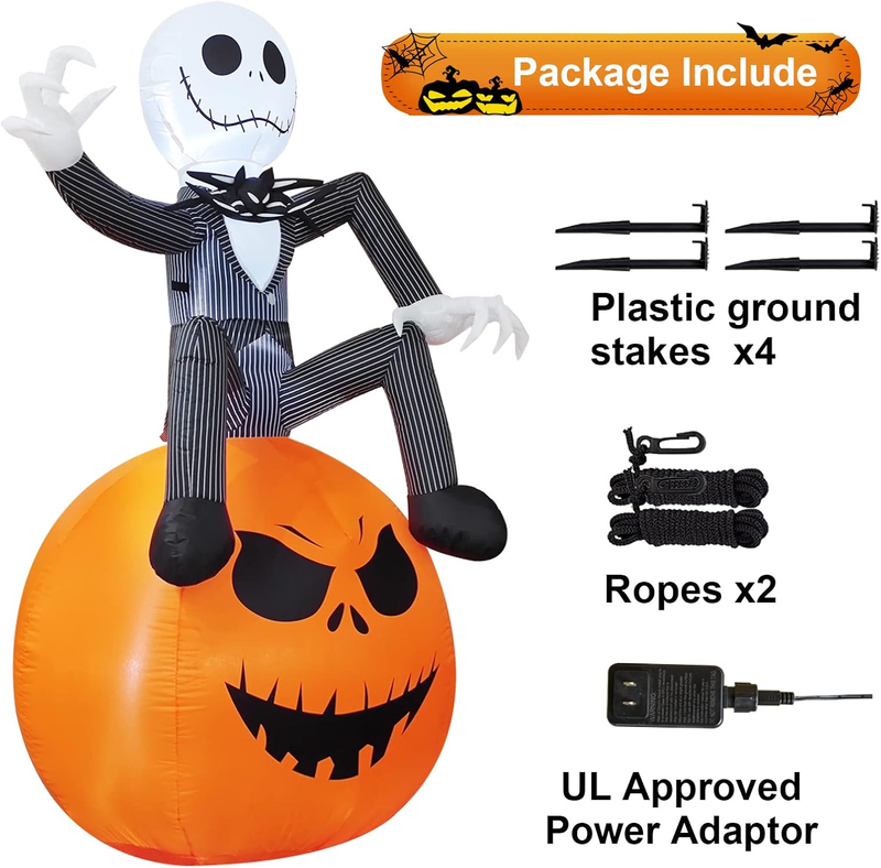 6 Ft Inflatable Halloween Yard Decorations - Outdoor Blow Up Yard Pumpkin Decor