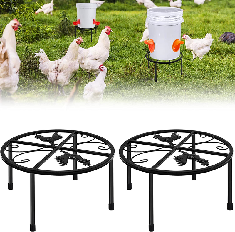 2 PCS Metal Stand for Chicken Feeder Waterer Iron Stand Holder with 4 Legs