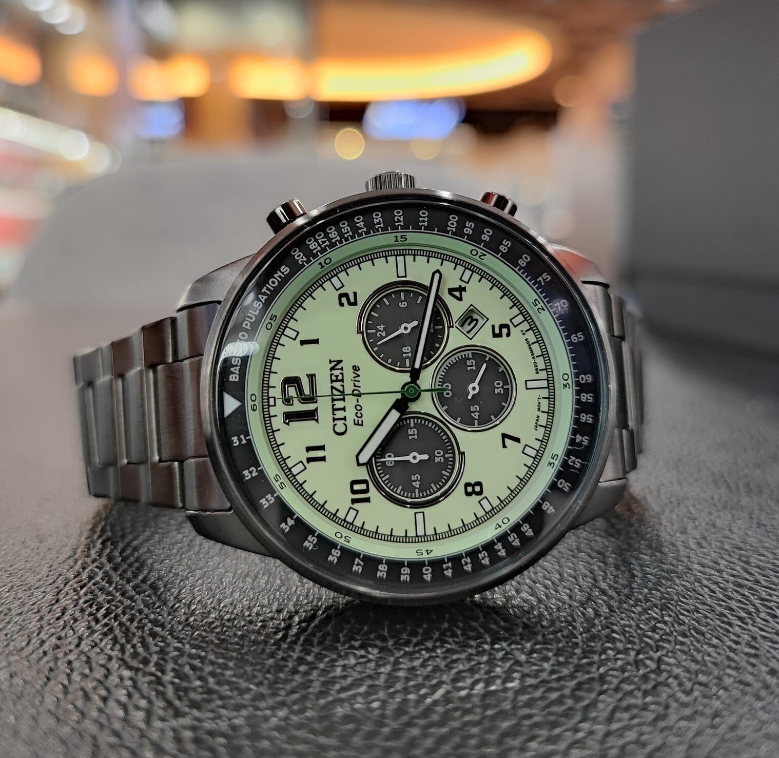 Pre-owned Citizen Eco-drive Ca4507-84x Chronograph Luminous Dial Gray Men's Solar Watch