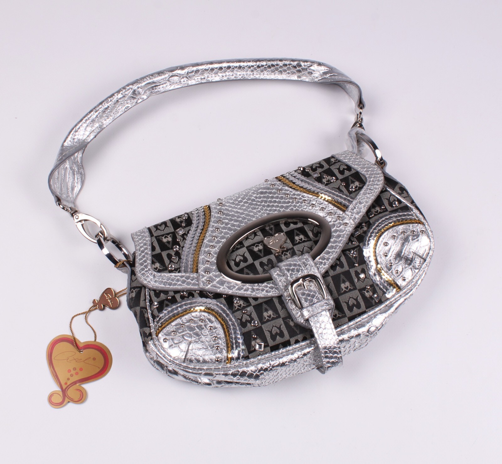 バッグ 00s silver hand bag grunge y2k Women's Axel Vintage Y2K 2000's Grunge Silver Gray Shoulder