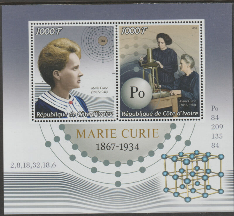 NOBEL PRIZE FOR MEDICINE - MARIE CURIE sheet containing 2 values  mnh