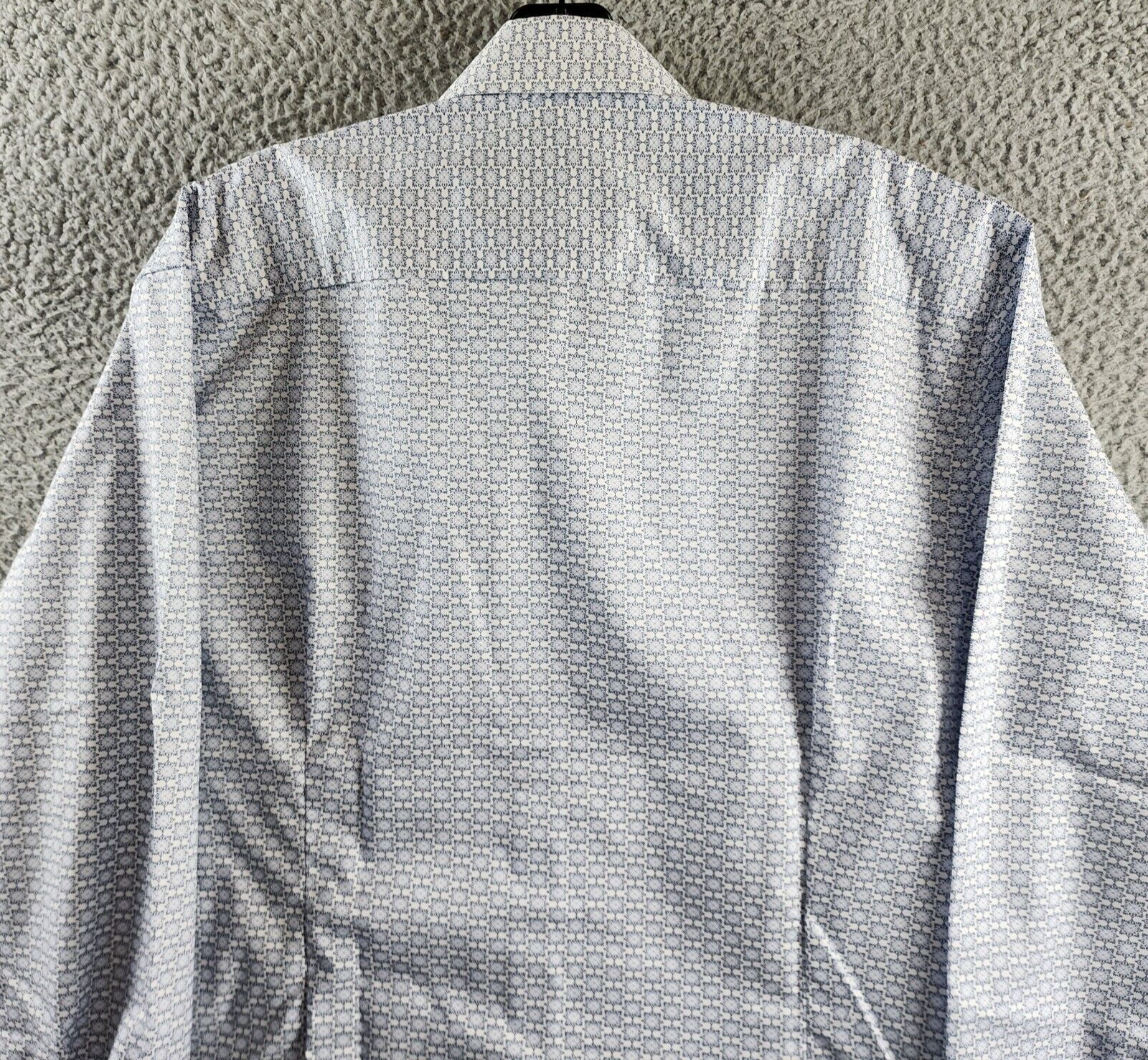 Eton Slim Fit Geometric Print Shirt Men's 17R White Point Collar Long Sleeve - Picture 14 of 14