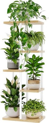 Bamworld 5 Tier Plant Stands Indoor, Corner Shelf Tall Plant Stand for Multiple