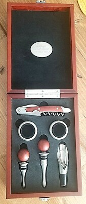 Heritage Brookstone 6 piece Wine Opener Kit Bar Set in Wood Box