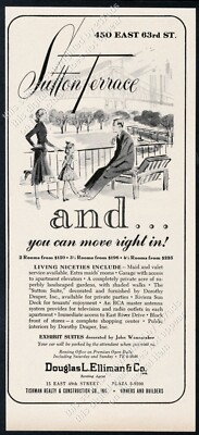 1950 Sutton Terrace apartment building New York City art vintage print ad