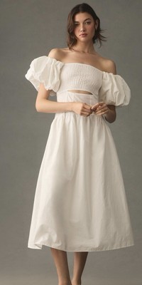 Anthropologie  Moon River Off-The-Shoulder Cutout Maxi Dress size L    MSRP $148