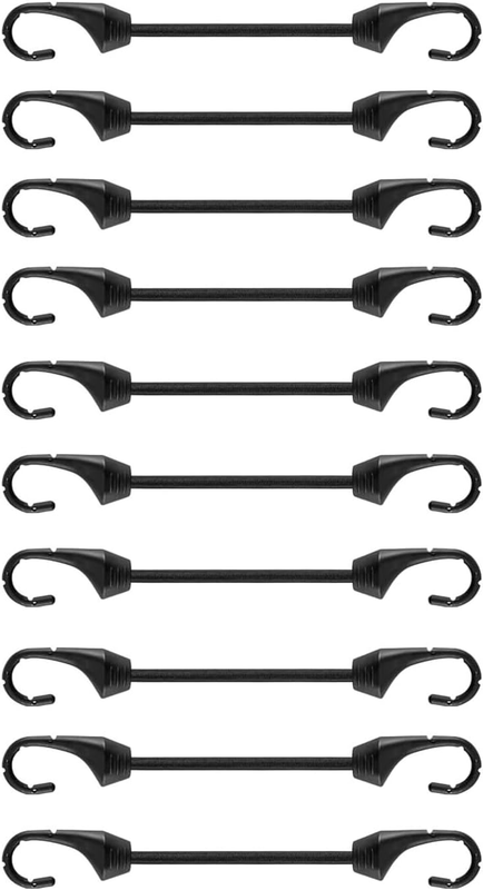 Mini Bungee Cords with Hooks 4 Inch, 10-Piece, UV Resistant, 5 Mm Diameter Rubbe